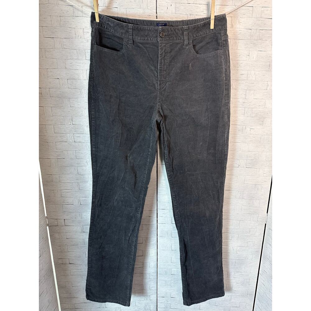 Talbots women's corduroy pants dark gray straight leg dark academia fall